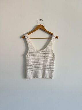 Cream Crochet Knit Tank Top
